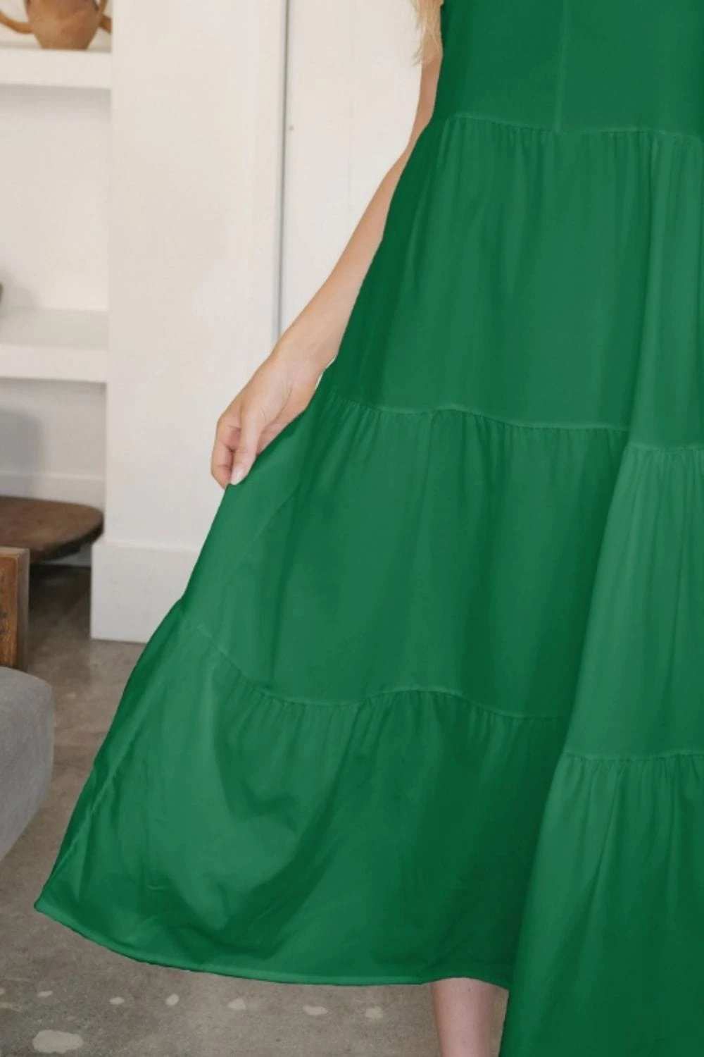 V-Neck Sleeveless Midi Tiered Dress - Trendsi - Flyclothing LLC