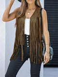 Fringe Open Front Vest Coat - Trendsi - Flyclothing LLC