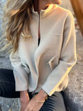 Full Size Textured Knit Zip Up Outerwear Plus Size - Trendsi - Flyclothing LLC