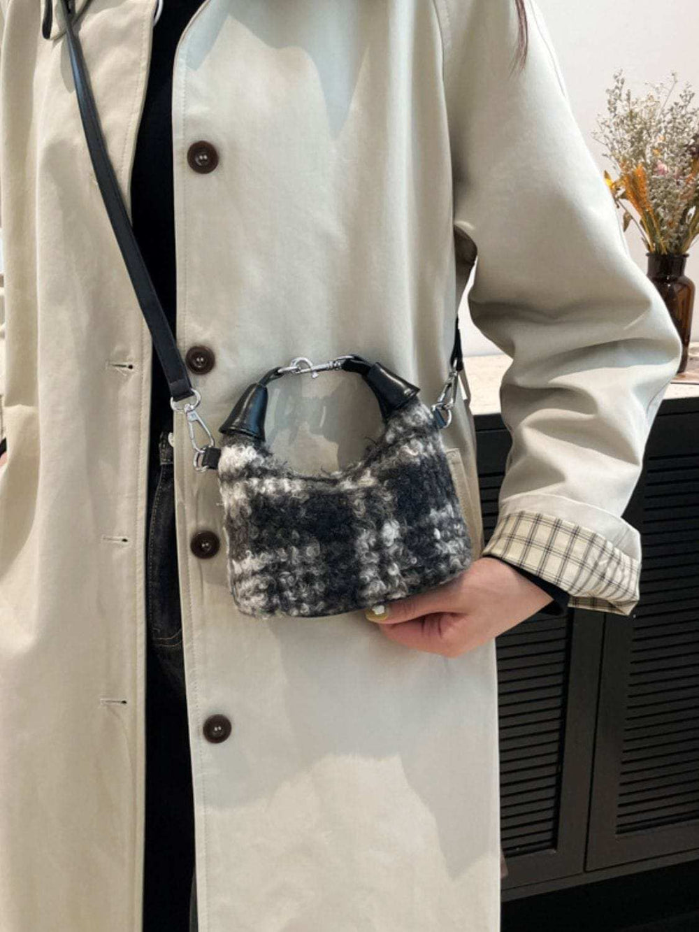Fuzzy Polyester Mini Handbag with Zipper - Trendsi - Flyclothing LLC