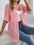 Openwork Open Front Half Sleeve Cardigan - Trendsi - Flyclothing LLC