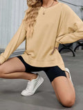 Round Neck Long Sleeve Sweatshirt - Trendsi - Flyclothing LLC