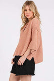 Mittoshop Side Slit Notched Drop Shoulder Sweater - Trendsi - Flyclothing LLC