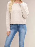 Round Neck Dropped Shoulder Sweater - Trendsi - Flyclothing LLC