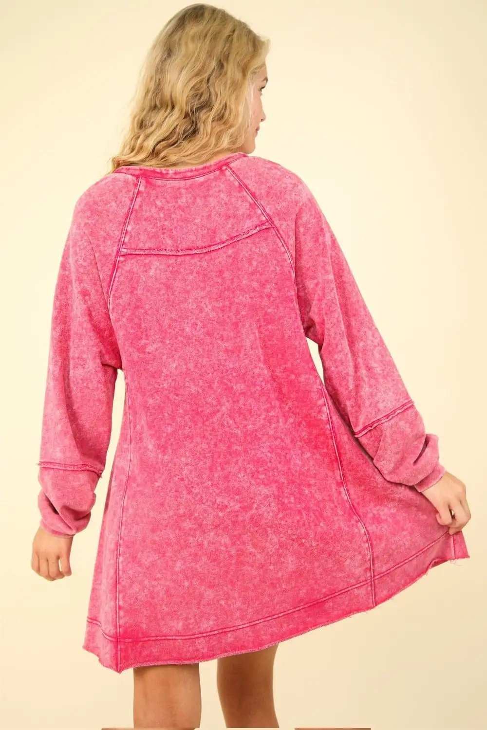 VERY J Mineral Washed Oversized A-Line Mini Dress - Trendsi - Flyclothing LLC