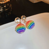 Contrast Crystal Bead Earrings - Trendsi - Flyclothing LLC