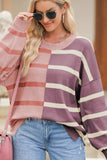 Contrast Striped Long Sleeve Sweatshirt - Trendsi - Flyclothing LLC