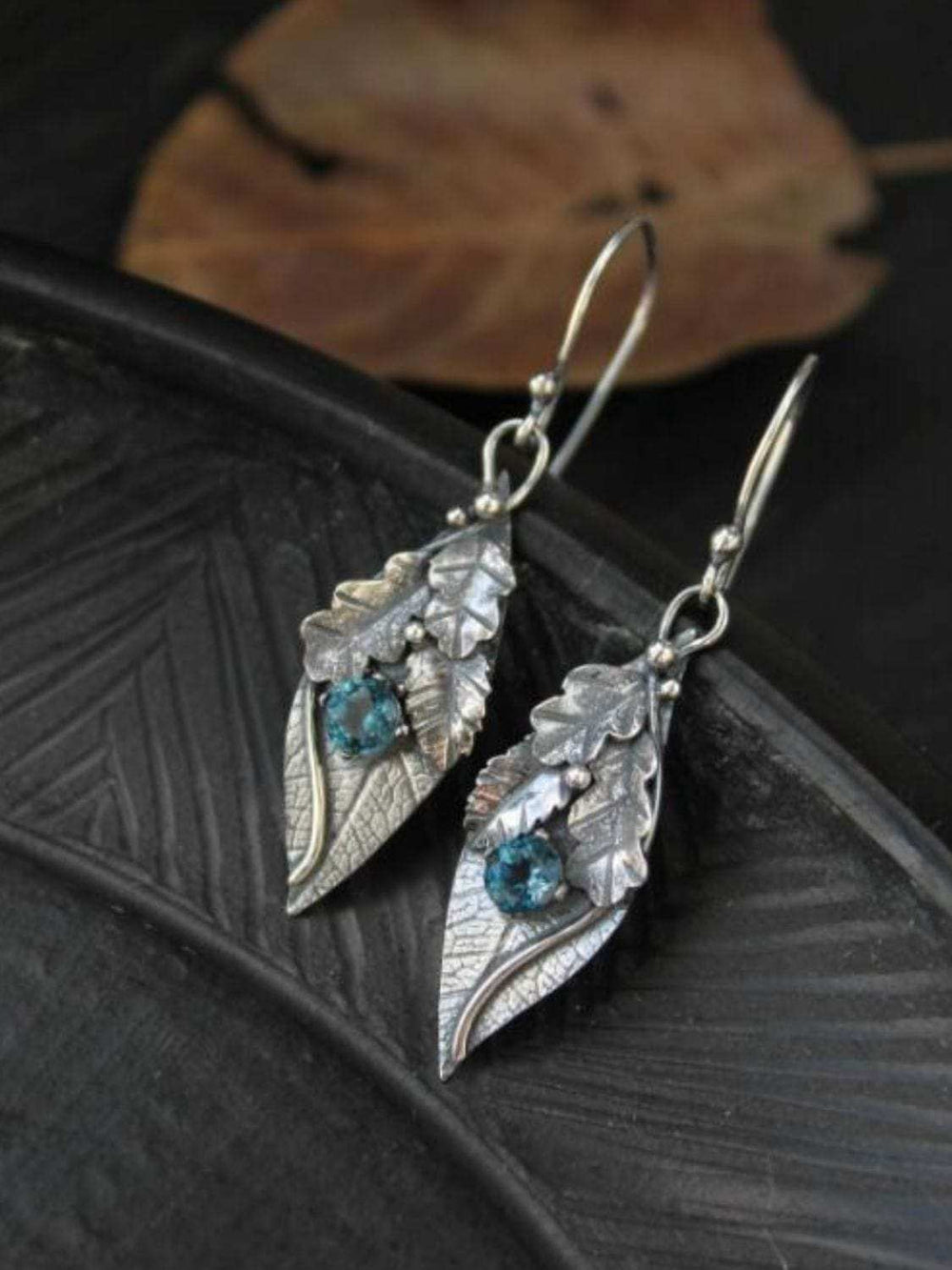 Alloy Rhinestone Leaf Shape Earrings - Trendsi - Flyclothing LLC