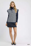 Umgee Cable Knit Collared Striped Vest Sweater - Trendsi - Flyclothing LLC