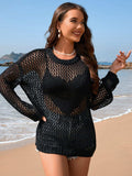 Heart Openwork Long Sleeve Cover-Up - Trendsi - Flyclothing LLC