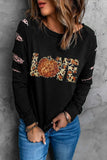 Sequin Leopard Long Sleeve Sweatshirt - Trendsi - Flyclothing LLC