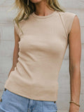 Ribbed Round Neck Slim Tank - Trendsi - Flyclothing LLC