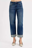 RISEN Slouchy Crop Barrel Cuffed Jeans - Trendsi - Flyclothing LLC