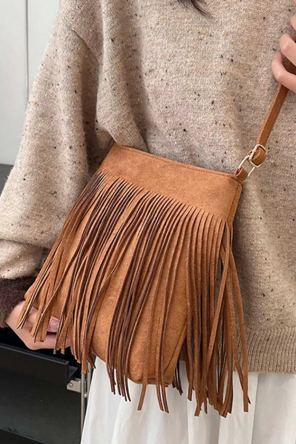 Suede Fringe Shoulder Bag - Trendsi - Flyclothing LLC