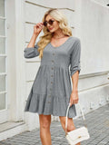 Tiered Ruched V-Neck Mini Dress - Trendsi - Flyclothing LLC