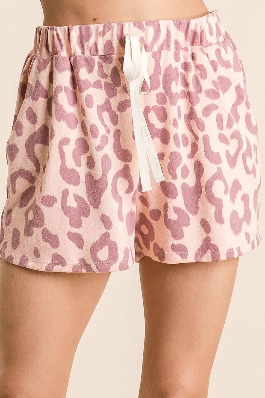 BiBi Leopard Shorts with Twill Tape Drawstring - Trendsi - Flyclothing LLC