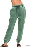 Zenana Acid Wash Fleece Sweatpants with Pockets - Trendsi - Flyclothing LLC