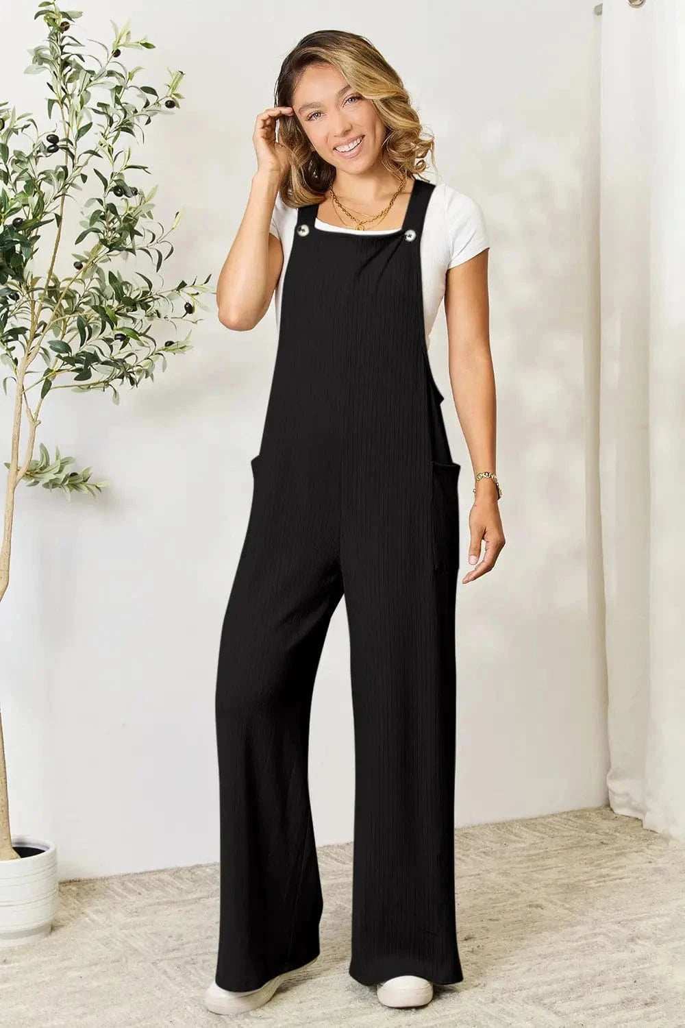 Double Take Full Size Wide Strap Overall with Pockets - Trendsi - Flyclothing LLC