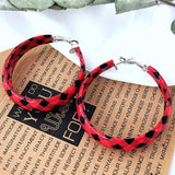 Plaid PU Leather Hoop Earrings - Trendsi - Flyclothing LLC