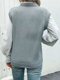 Openwork V-Neck Sweater Vest - Trendsi - Flyclothing LLC
