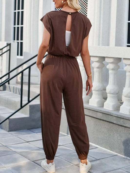 Backless Drawstring Waist Jumpsuit - Trendsi - Flyclothing LLC