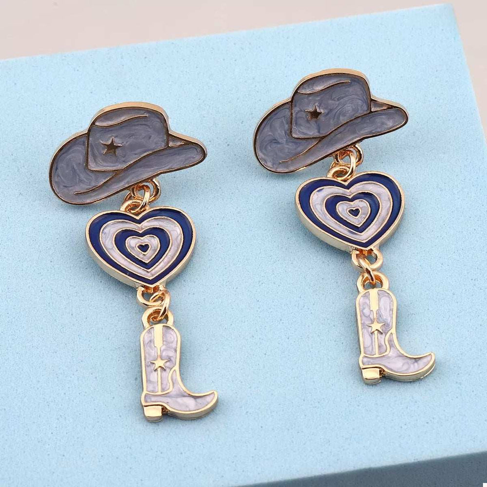 Cowgirl Boots Heart Dangle Earrings - Trendsi - Flyclothing LLC