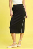 Umgee Midi Pencil Skirt with Contrast Piping Detail - Trendsi - Flyclothing LLC