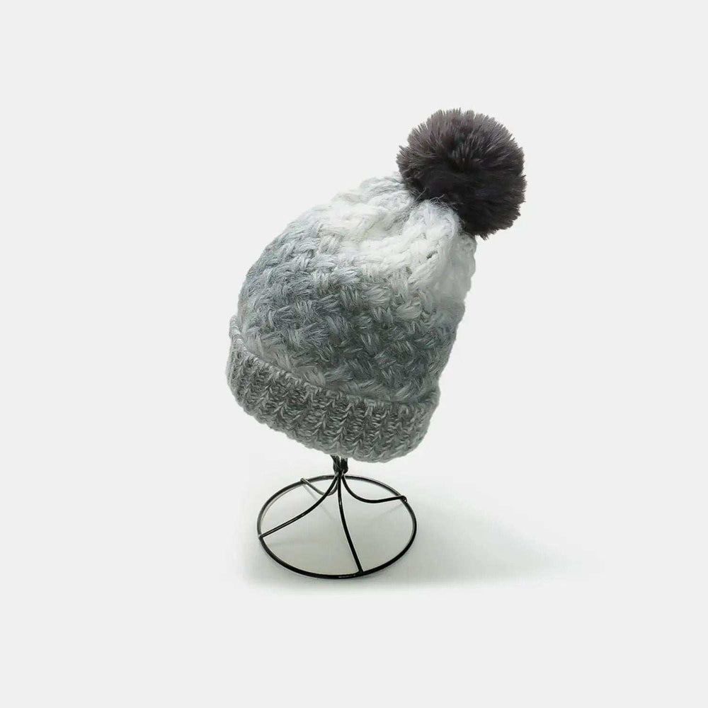 Gradient Knit Hat with Pompom - Trendsi - Flyclothing LLC