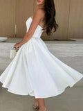 Solid Color Tube Midi Dress - Trendsi - Flyclothing LLC