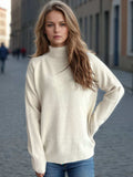 Solid Color Turtleneck Long Sleeve Sweater - Trendsi - Flyclothing LLC
