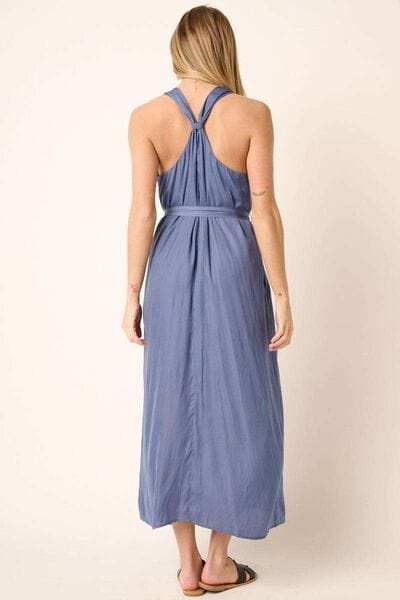 Mittoshop Cross Back Belted V Neck Tank Maxi Dress - Trendsi - Flyclothing LLC