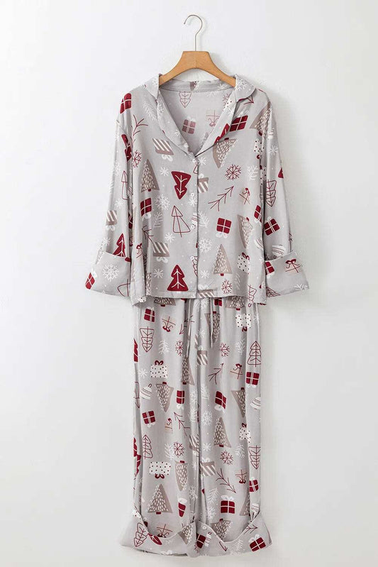 Printed Long Sleeve Top and Pants Lounge Set - Trendsi - Flyclothing LLC