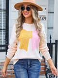Angel Wings Bow Round Neck Dropped Shoulder Sweater - Trendsi - Flyclothing LLC
