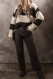 Color Block Round Neck Sweater - Trendsi - Flyclothing LLC
