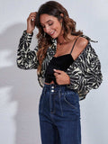 Button Down Printed Cropped Jacket - Trendsi - Flyclothing LLC