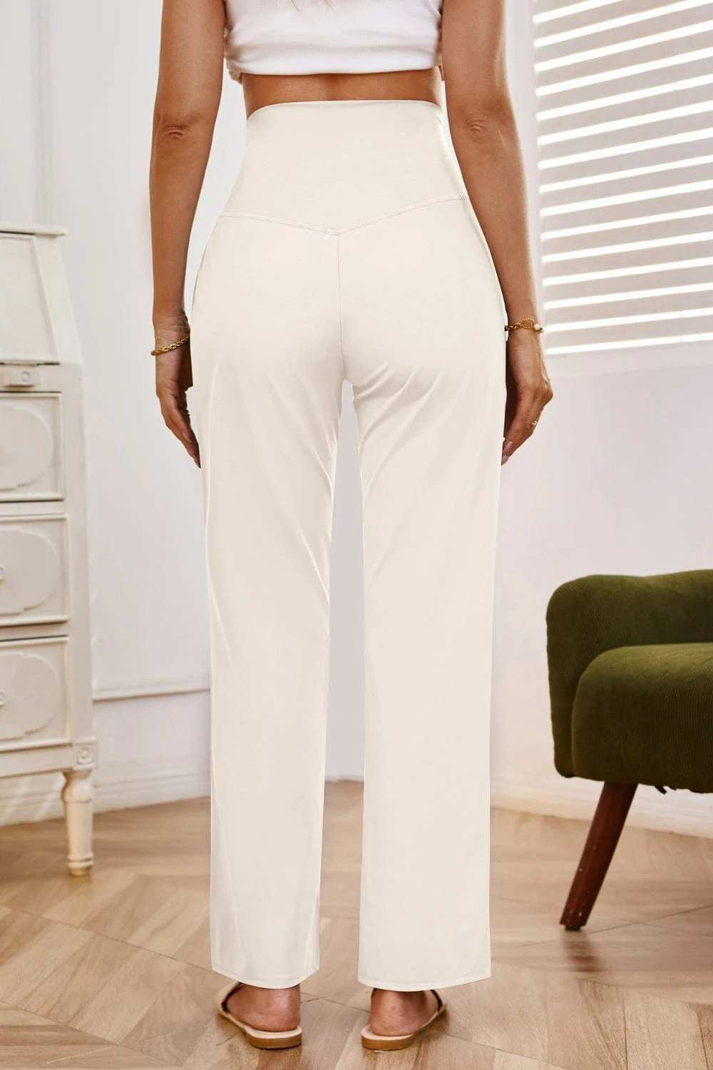 High Waist Wide Leg Pants with Pockets - Trendsi - Flyclothing LLC