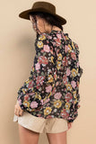 Ces Femme Ruffle Trim Long Sleeve Floral Blouse - Trendsi - Flyclothing LLC