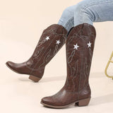 Western Star Embroidered Cowboy Boots - Trendsi - Flyclothing LLC