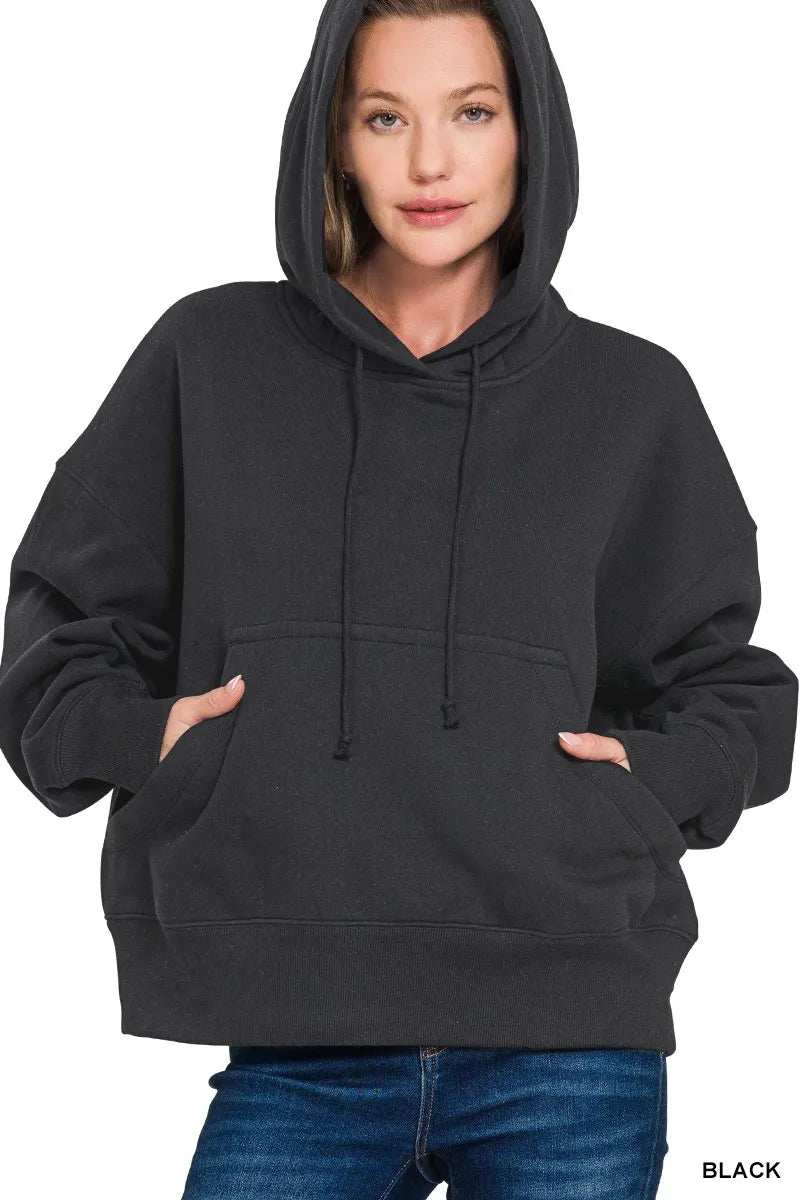 Zenana Oversized Fleece Kangaroo Pocket Hoodie - Trendsi - Flyclothing LLC