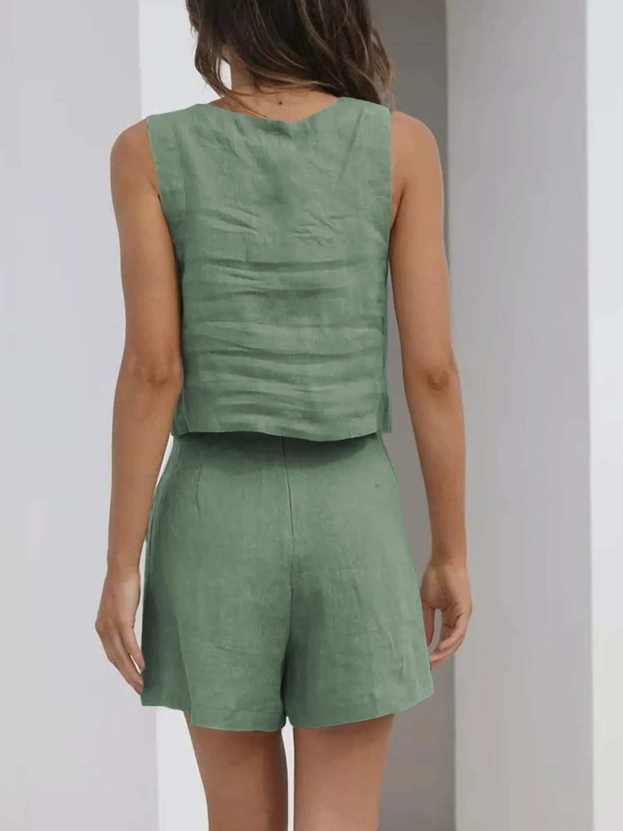 Square Neck Tank and Shorts Set - Trendsi - Flyclothing LLC