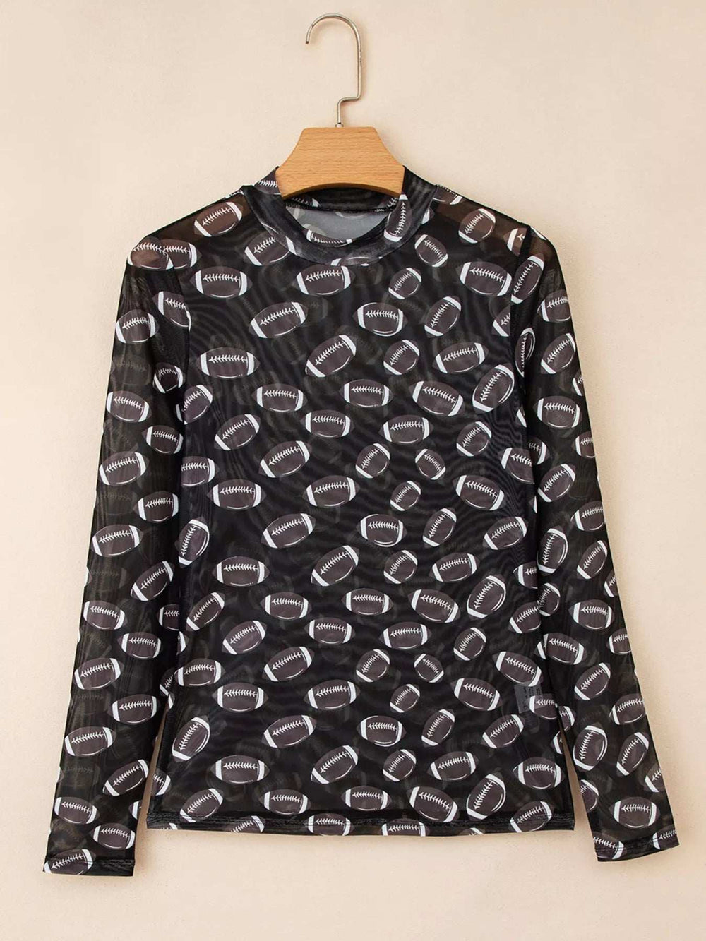 Game Day Mesh Sheer Long Sleeve Top - Trendsi - Flyclothing LLC