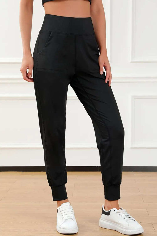 High Waist Joggers with Pockets - Trendsi - Flyclothing LLC