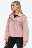How Dare U Drawstring Hem PU Leather Zip Up Jacket - Trendsi - Flyclothing LLC