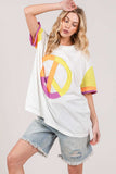 SAGE + FIG Color Block Peace Applique T-Shirt - Trendsi - Flyclothing LLC
