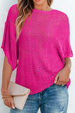 Scallop Edge Half Sleeve Pointelle Knit Top - Trendsi - Flyclothing LLC