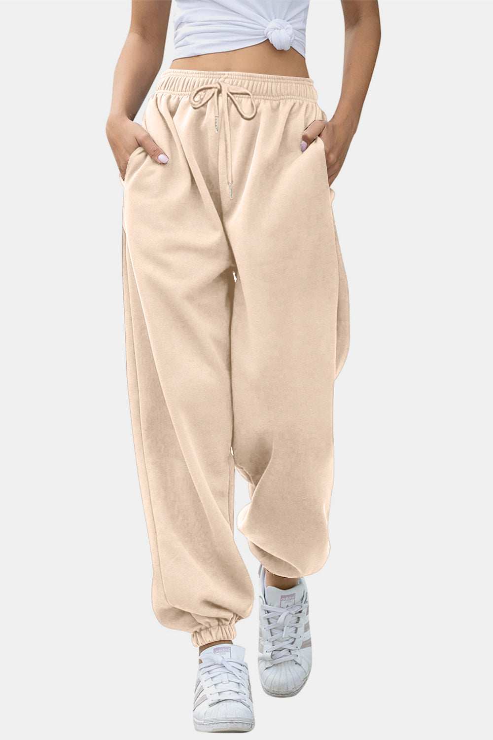 Elastic Waist Joggers with Pockets - Trendsi - Flyclothing LLC