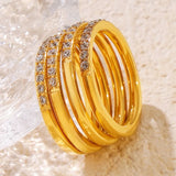 Titanium Steel Inlaid Zircon Ring - Trendsi - Flyclothing LLC