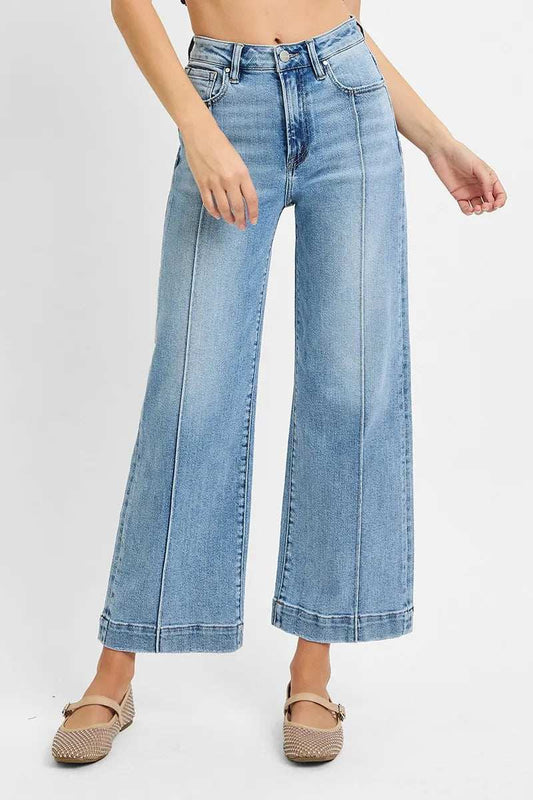 RISEN Full Size High Rise Crop Wide Leg Jeans Plus Size - Trendsi - Flyclothing LLC
