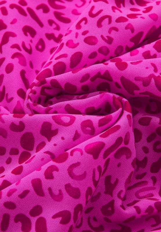 Ruched Leopard Mock Neck Long Sleeve Blouse - Trendsi - Flyclothing LLC