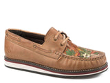 Roper Womens Lace Up Moccasin Brown Burnished Leather With Painted Handtooled Vamp Desert Scene - Roper - Flyclothing LLC